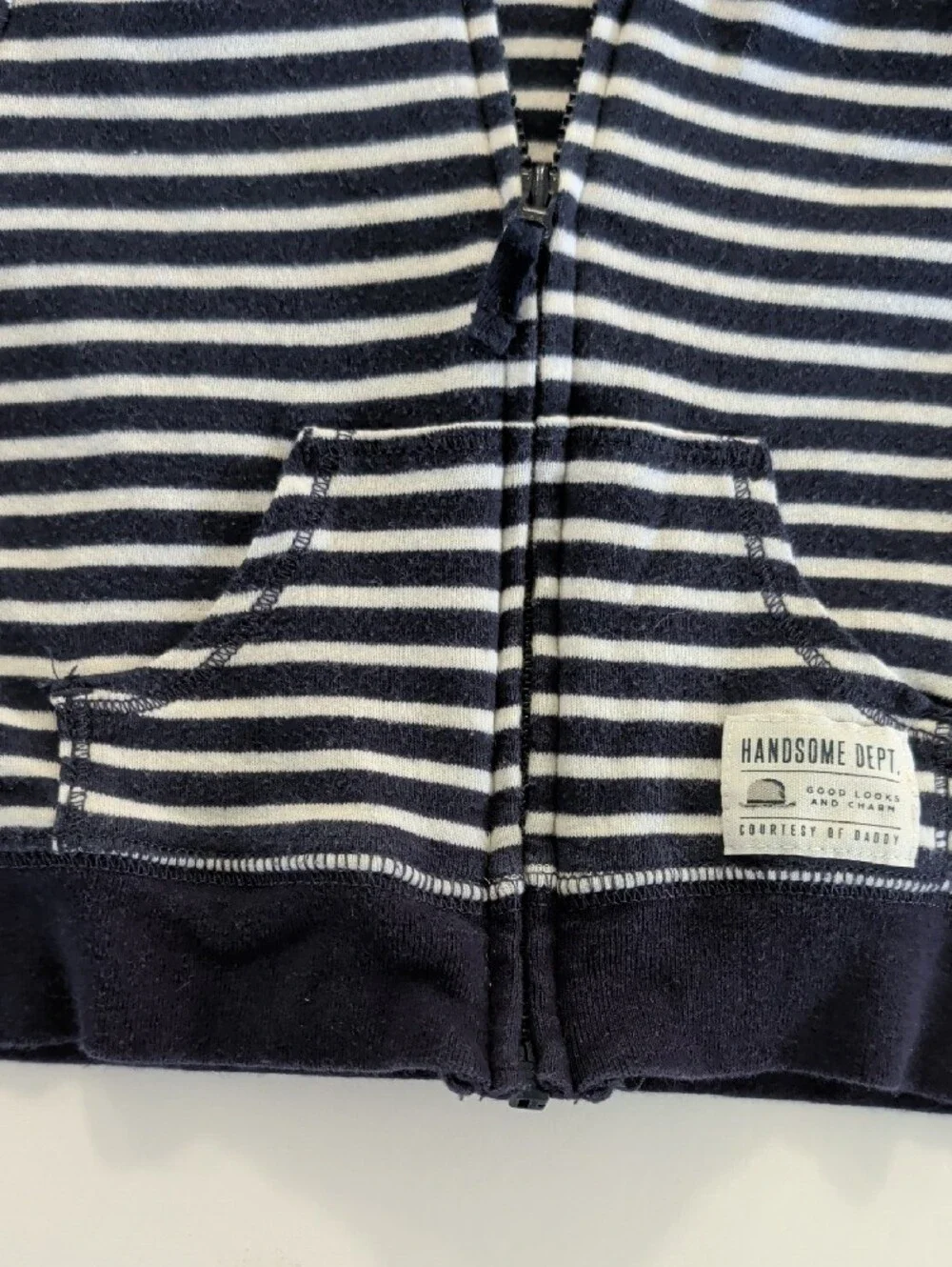 Carter's Navy & White Stripe Hooded Zip-Up Sweatshirt - 9 Months